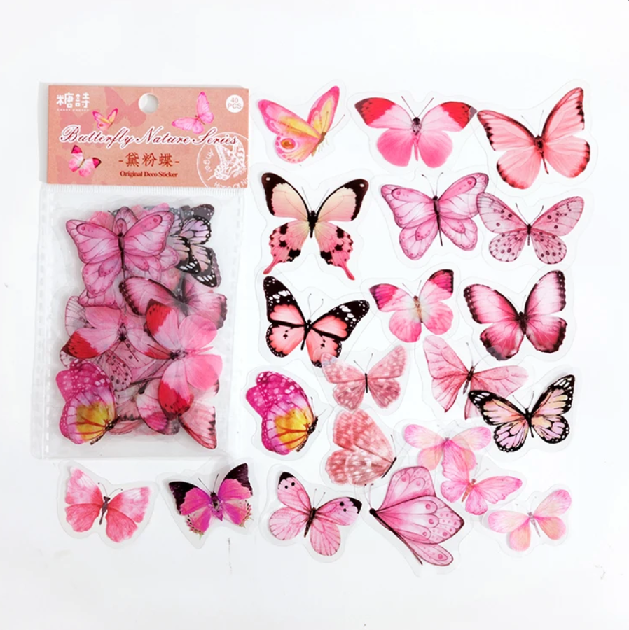 40 pcs per pack Butterfly PET Waterproof Stickers
