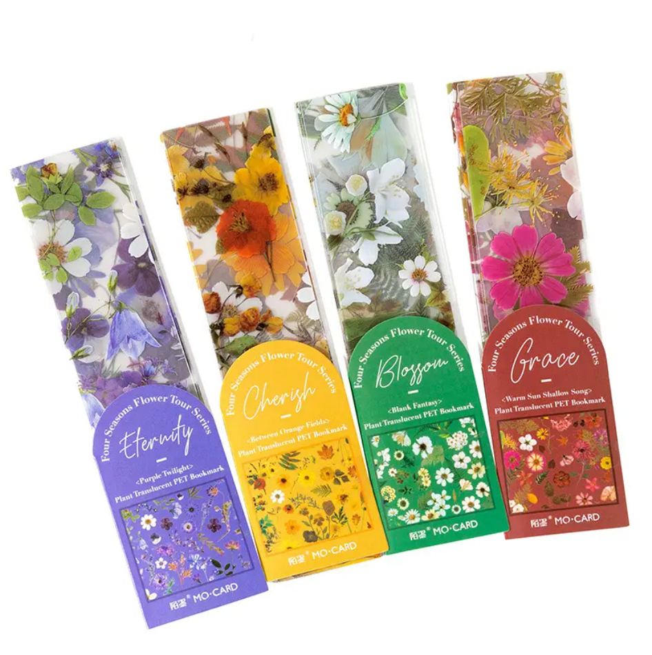 5 pcs per pack Floral PET Transparent Bookmarks