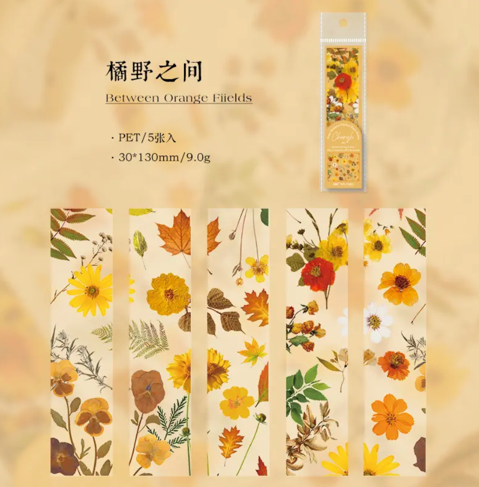 5 pcs per pack Floral PET Transparent Bookmarks
