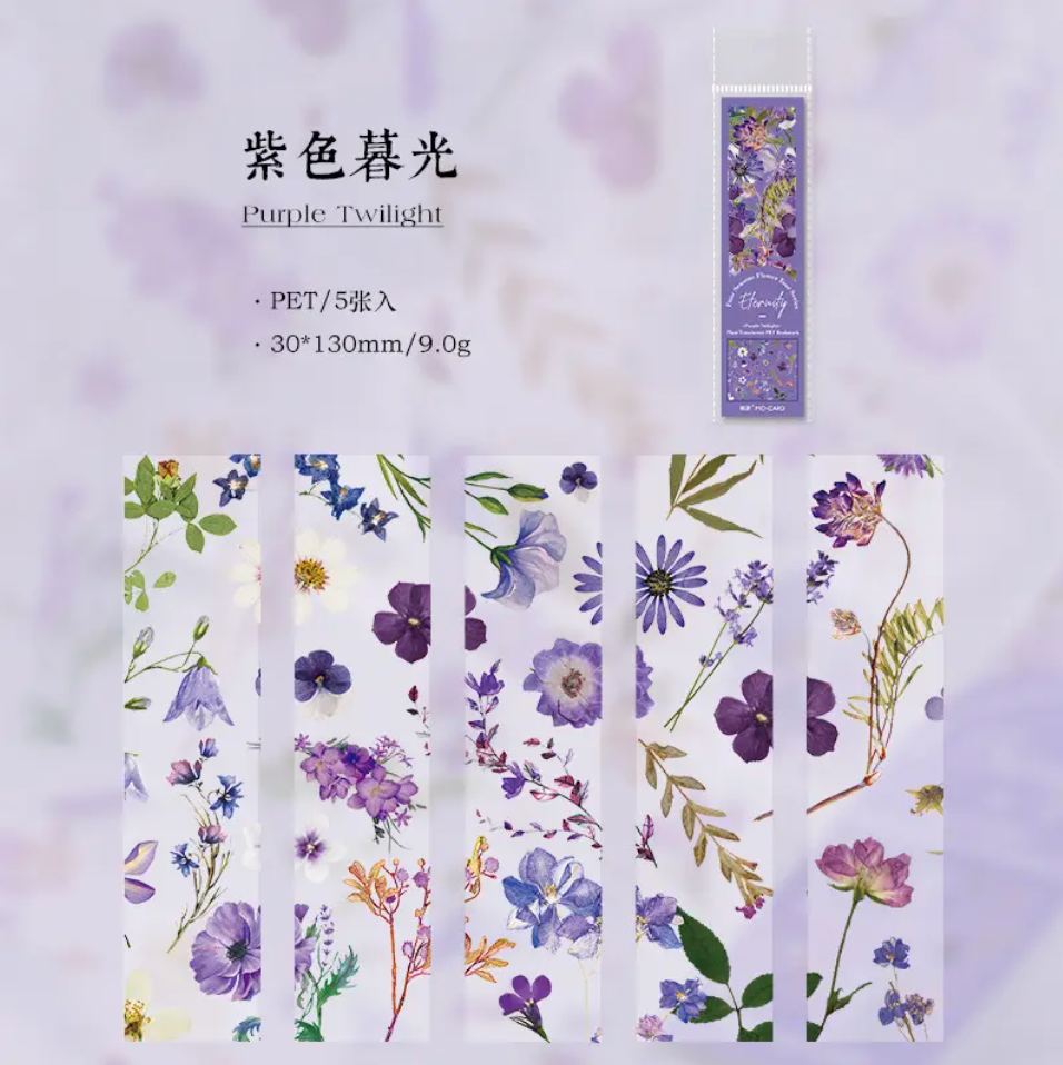5 pcs per pack Floral PET Transparent Bookmarks
