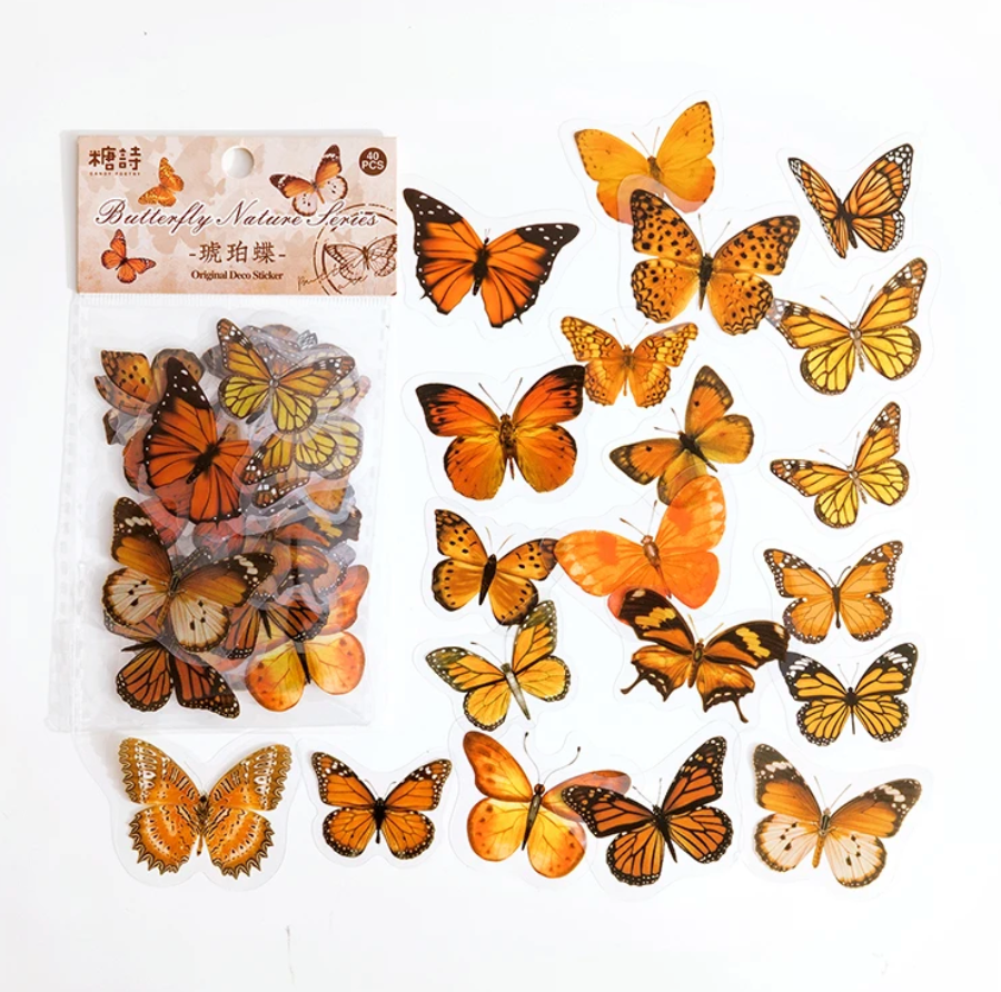 40 pcs per pack Butterfly PET Waterproof Stickers