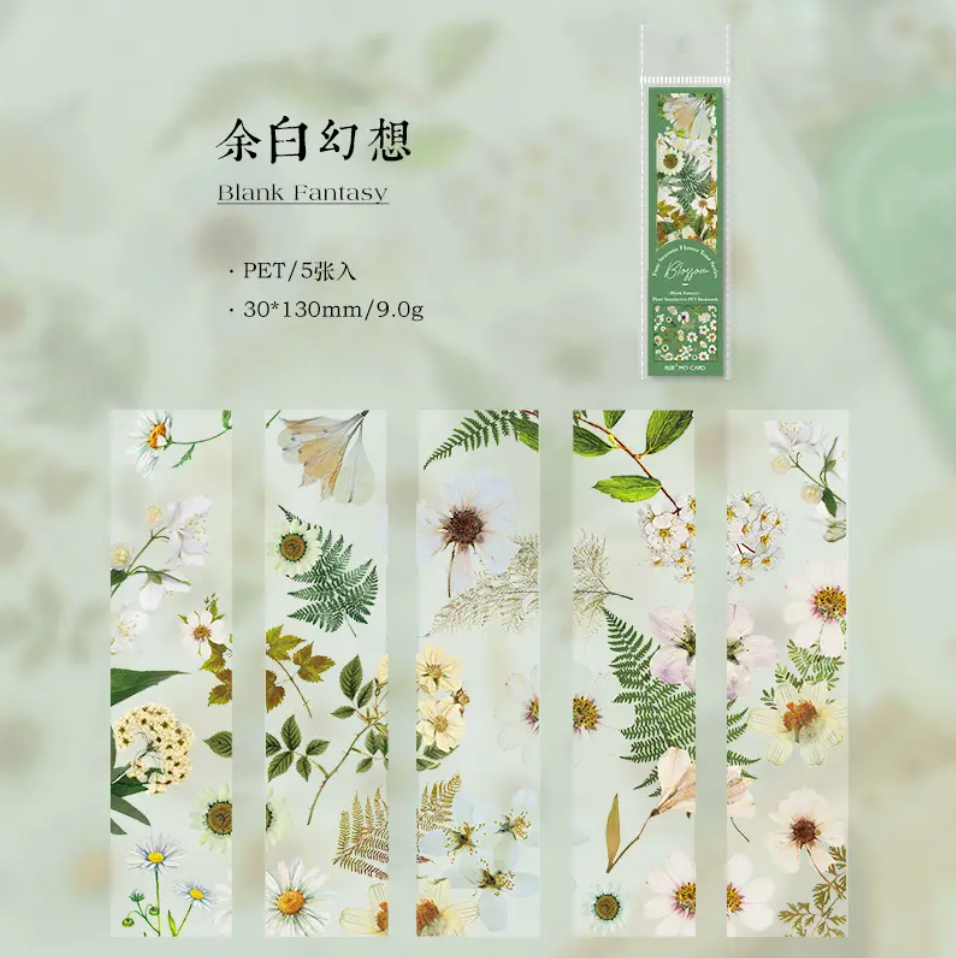 5 pcs per pack Floral PET Transparent Bookmarks