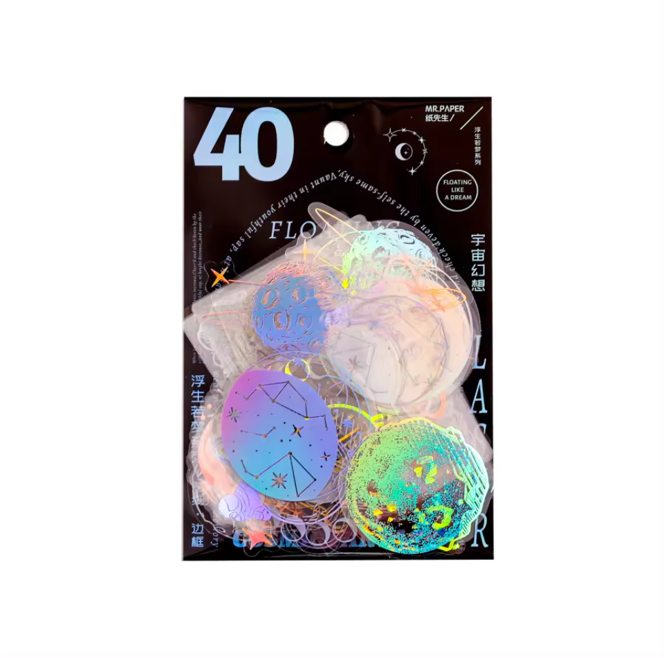 40 pcs per pack PVC Holographic Stickers