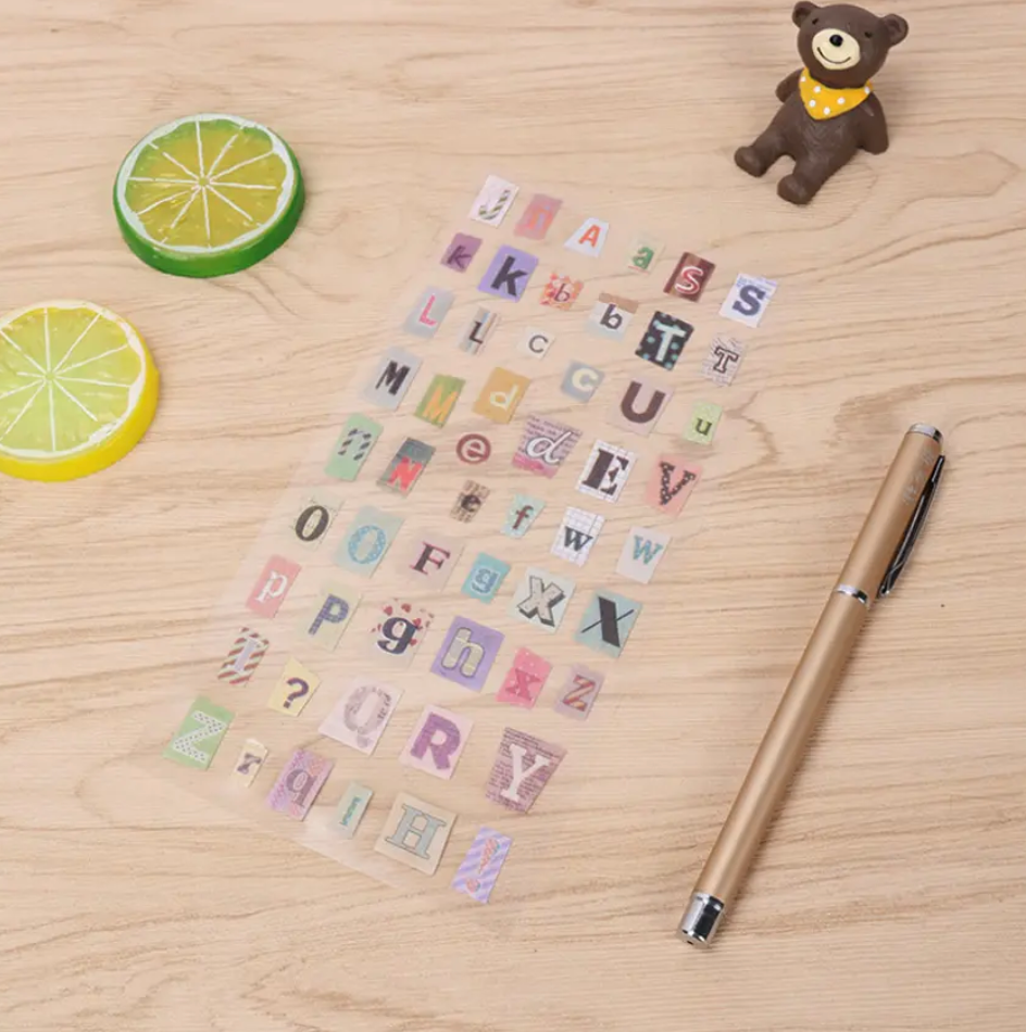 6 sheets/pack Funny English Letters & Numbers Stickers